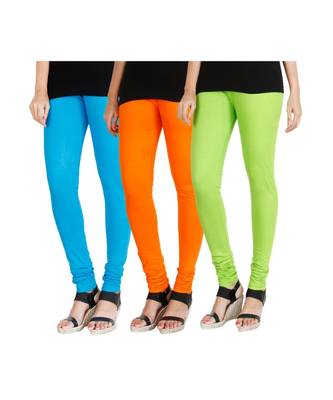Blue COTTON plain stitched Leggings 4