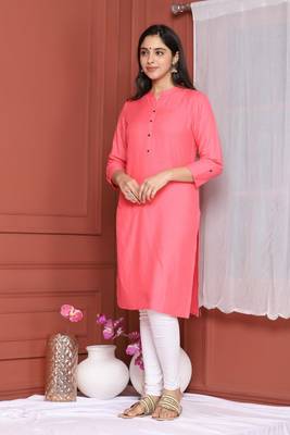 Peach Solid Kurta 2
