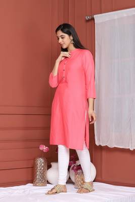 Peach Solid Kurta 3