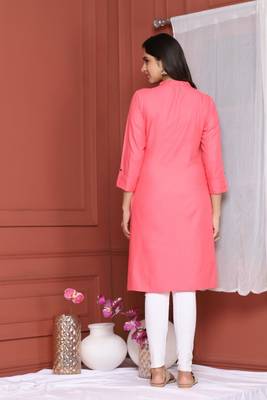 Peach Solid Kurta 4