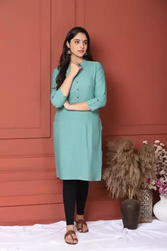 SEA GREEN SOLID KURTA