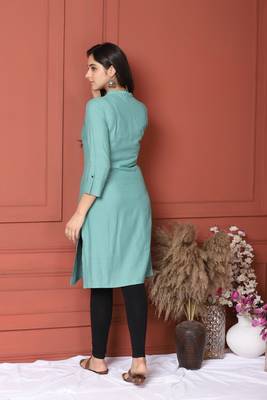 Sea Green Solid Kurta 3