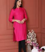 Pink Solid Kurta