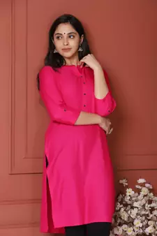 Pink Solid Kurta