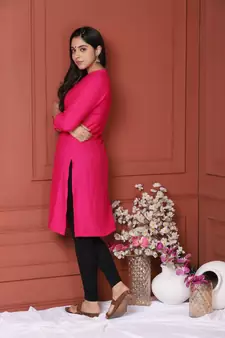 Pink Solid Kurta