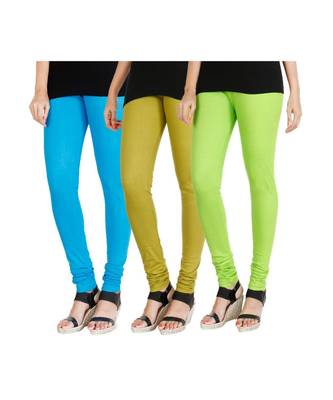 Blue COTTON plain stitched Leggings 4