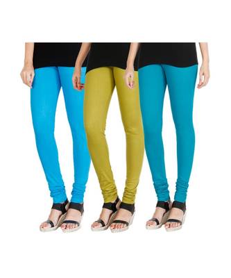 Blue COTTON plain stitched Leggings 4