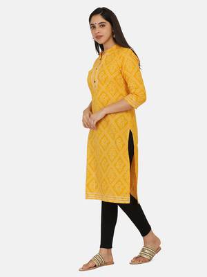 Yellow Printed Kurta 5