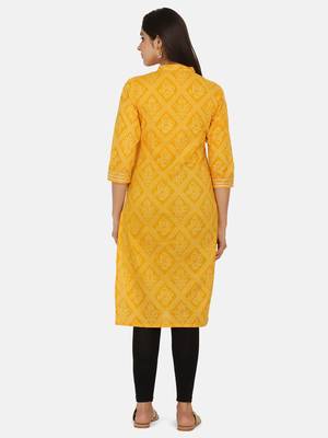 Yellow Printed Kurta 7