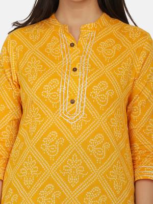 Yellow Printed Kurta 8