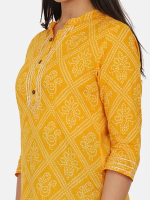 Yellow Printed Kurta 9
