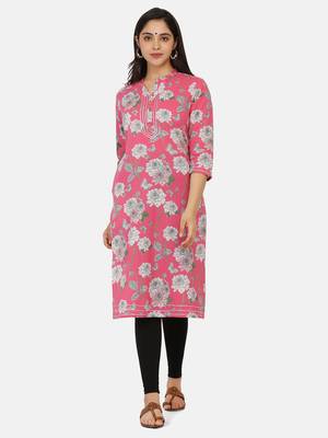 Pink Printed Kurta 4