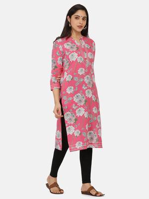 Pink Printed Kurta 6