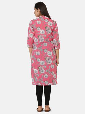 Pink Printed Kurta 7