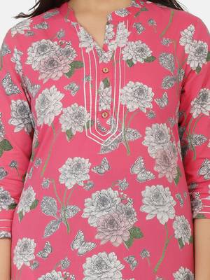 Pink Printed Kurta 8