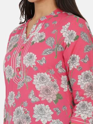 Pink Printed Kurta 9