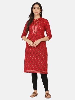 Red Printed Kurta 6
