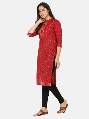 Red Printed Kurta 7