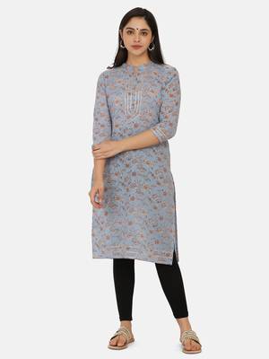 Blue Printed Kurta 3