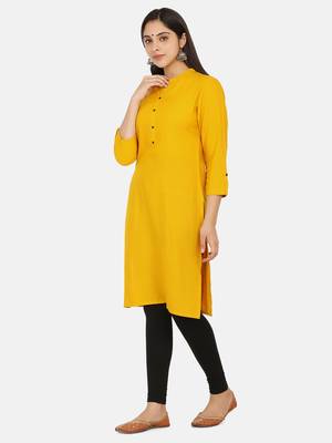 Mustard Solid Kurta 7