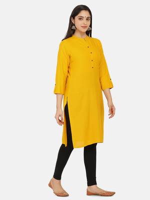 Mustard Solid Kurta 8