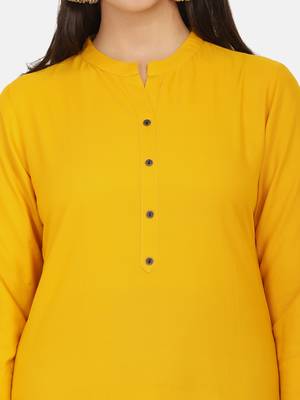 Mustard Solid Kurta 10