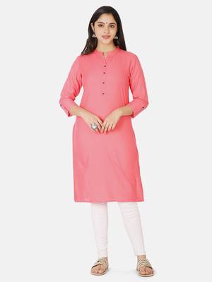 Peach Solid Kurta 7