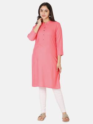 Peach Solid Kurta 8