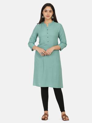 Sea Green Solid Kurta 5