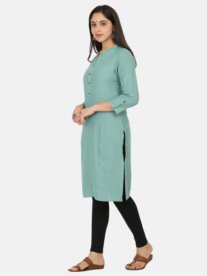 Sea Green Solid Kurta 6