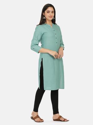 Sea Green Solid Kurta 7