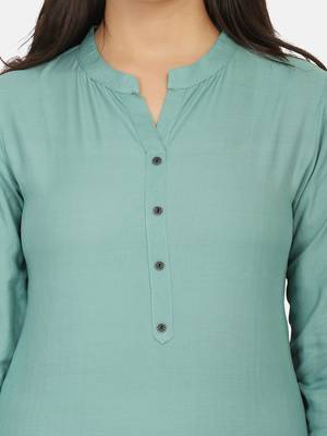 Sea Green Solid Kurta 9