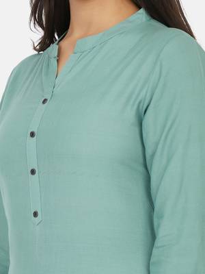 Sea Green Solid Kurta 10