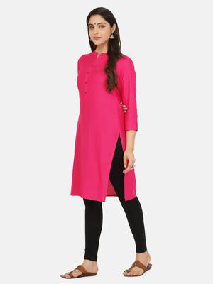 Pink Solid Kurta 6