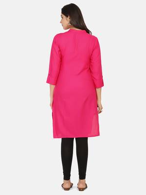 Pink Solid Kurta 7