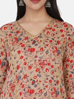 Beige Printed Kurta And Bottom 8