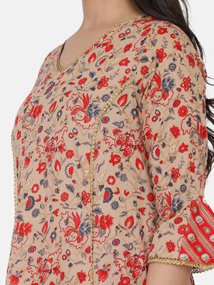 Beige Printed Kurta And Bottom 9