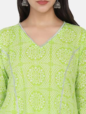 Green Printed Kurta And Bottom 4