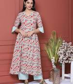 Blue Printed Kurta And Bottom