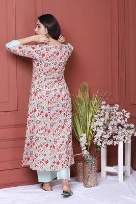 Blue Printed Kurta And Bottom 3