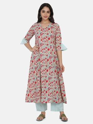 Blue Printed Kurta And Bottom 4