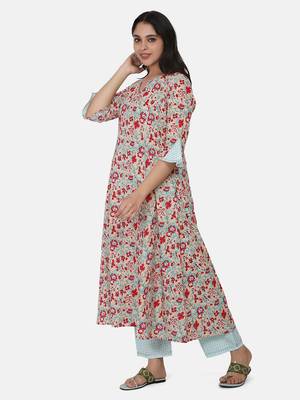 Blue Printed Kurta And Bottom 5