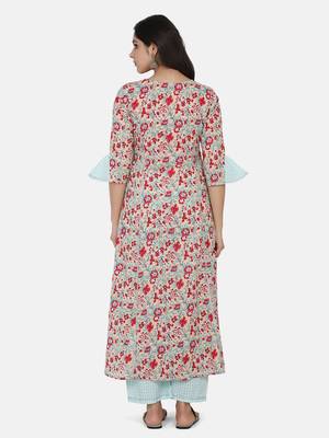Blue Printed Kurta And Bottom 7