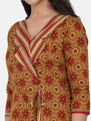 Mustard Printed Kurta And Bottom 10