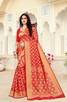red RICH art silk saree AND HEAVY RICH PALLU WITH BLOUSE