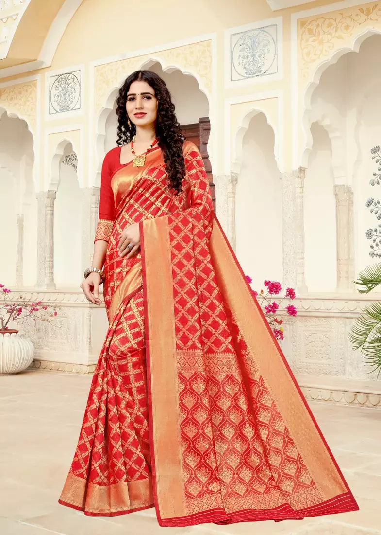 red RICH art silk saree AND HEAVY RICH PALLU WITH BLOUSE