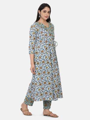 Blue Printed Kurta And Bottom 8