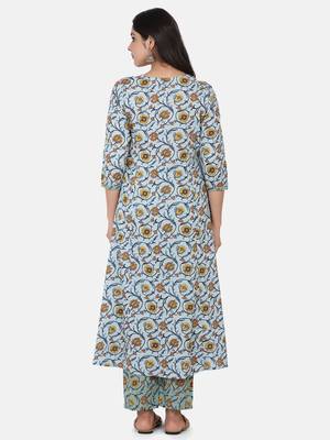 Blue Printed Kurta And Bottom 10