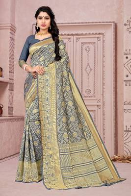 GREY RICH art silk saree AND HEAVY RICH PALLU WITH BLOUSE 1