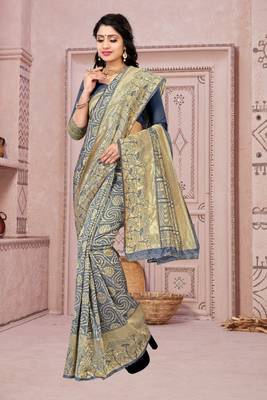 GREY RICH art silk saree AND HEAVY RICH PALLU WITH BLOUSE 3